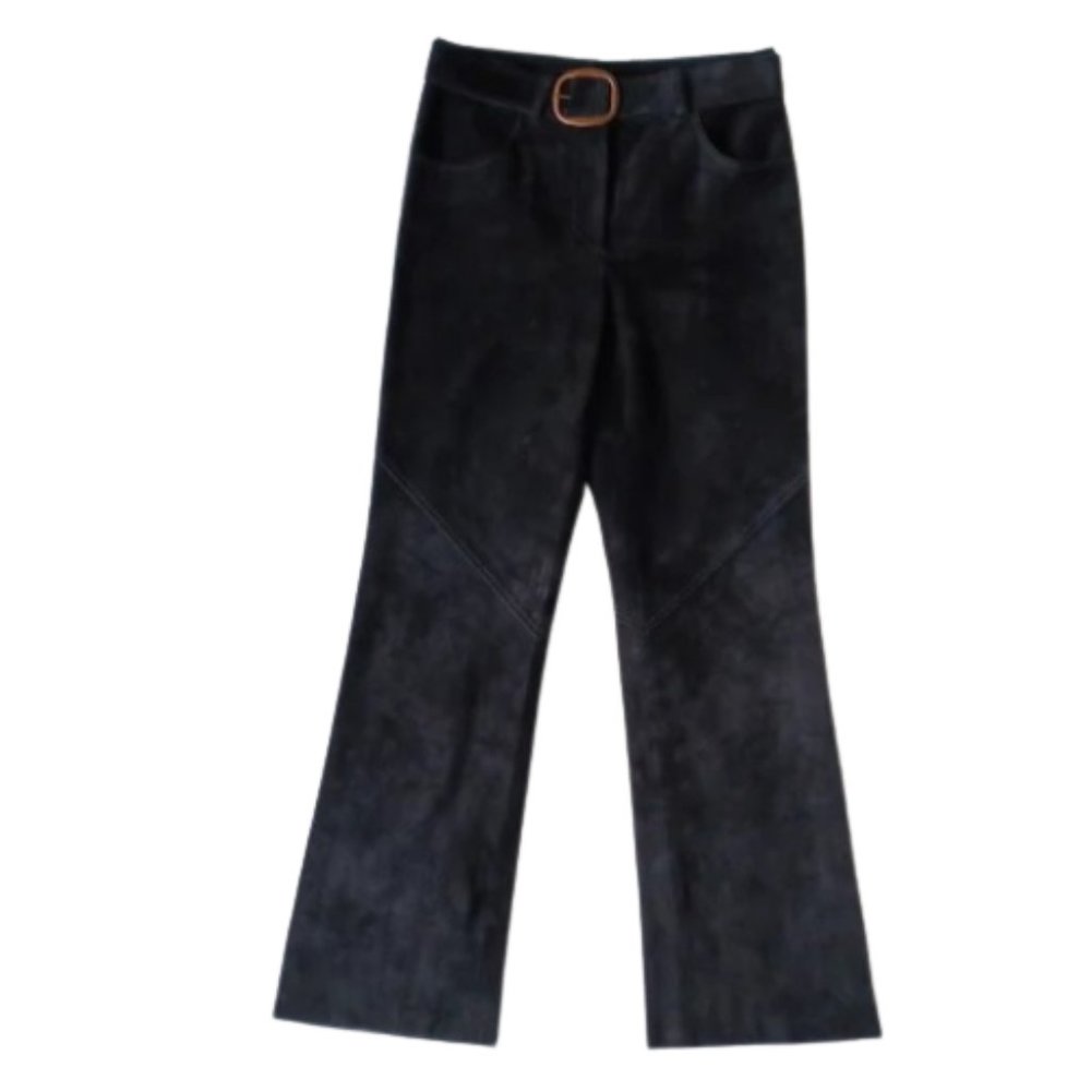 DKNY Black Genuine Suede Straight Leg Pants- Sz. 10P